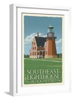 Block Island, Rhode Island - South East Lighthouse - Letterpress-Lantern Press-Framed Art Print