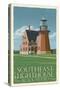 Block Island, Rhode Island - South East Lighthouse - Letterpress-Lantern Press-Stretched Canvas