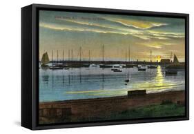 Block Island, Rhode Island - Sunrise at the Old Harbor-Lantern Press-Framed Stretched Canvas
