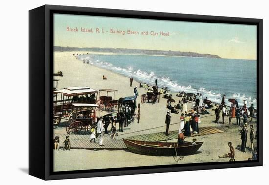 Block Island, Rhode Island - View of the Beach and Clay Head-Lantern Press-Framed Stretched Canvas