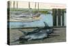 Block Island, Rhode Island - View of Two Swordfish-Lantern Press-Stretched Canvas