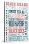 Block Island - Typography - New Colors-Lantern Press-Stretched Canvas