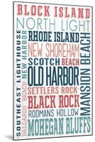 Block Island - Typography - New Colors-Lantern Press-Mounted Art Print