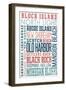 Block Island - Typography - New Colors-Lantern Press-Framed Art Print