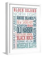 Block Island - Typography - New Colors-Lantern Press-Framed Art Print