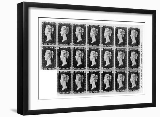 Block of Twenty 'Penny Black' Stamps, 1840-null-Framed Giclee Print