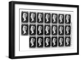 Block of Twenty 'Penny Black' Stamps, 1840-null-Framed Giclee Print