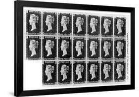 Block of Twenty 'Penny Black' Stamps, 1840-null-Framed Giclee Print