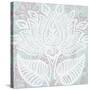 Block Print Lotus II-Leslie Mark-Stretched Canvas