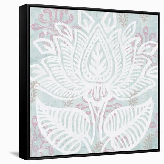 Block Print Lotus II-Leslie Mark-Framed Stretched Canvas