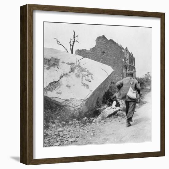 Blockhouse Destroyed by a Mine, Lomme, Near Armentières, France, World War I, C1914-C1918-Nightingale & Co-Framed Giclee Print