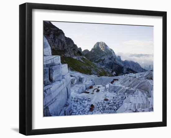 Blocks Being Cut in a Marble Quarry Used By Michaelangelo, Apuan Alps, Tuscany, Italy, Europe-Christian Kober-Framed Photographic Print