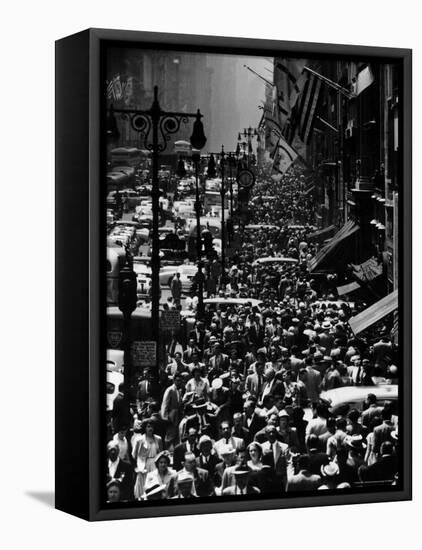 Blocks of Pedestrians Jamming the Sidewalks-Andreas Feininger-Framed Stretched Canvas