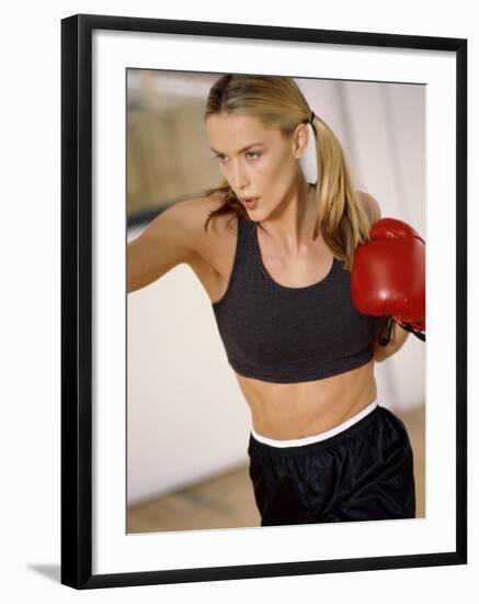 Blond in Boxing Gloves-null-Framed Photographic Print