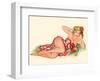 Blond Pin-Up in a Sarong - August 1951-Al Moore-Framed Art Print