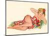 Blond Pin-Up in a Sarong - August 1951-Al Moore-Mounted Art Print