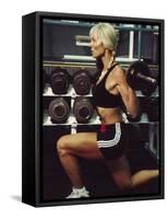 Blond Woman Weight Training-null-Framed Stretched Canvas