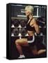 Blond Woman Weight Training-null-Framed Stretched Canvas