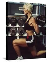 Blond Woman Weight Training-null-Stretched Canvas