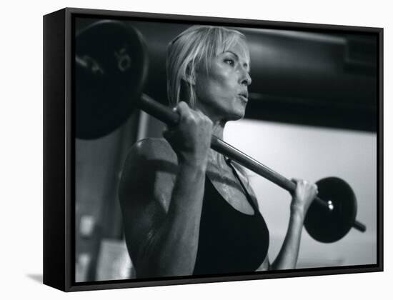Blond Woman Weight Training-null-Framed Stretched Canvas