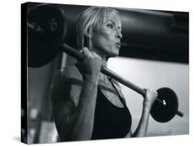 Blond Woman Weight Training-null-Stretched Canvas