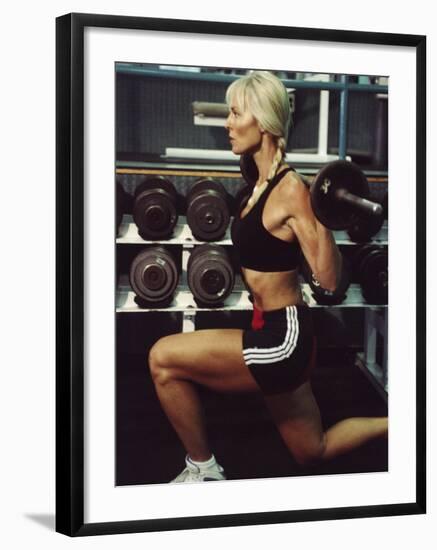 Blond Woman Weight Training-null-Framed Photographic Print