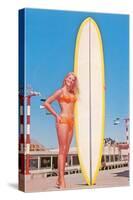 Blonde Bathing Beauty with Board-null-Stretched Canvas