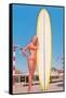 Blonde Bathing Beauty with Board-null-Framed Stretched Canvas