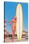 Blonde Bathing Beauty with Board-null-Stretched Canvas