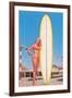 Blonde Bathing Beauty with Board-null-Framed Art Print