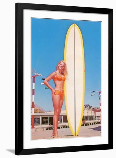 Blonde Bathing Beauty with Board-null-Framed Art Print