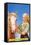 Blonde Cowgirl with Palomino-null-Framed Stretched Canvas
