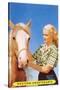 Blonde Cowgirl with Palomino-null-Stretched Canvas