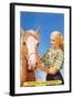 Blonde Cowgirl with Palomino-null-Framed Art Print