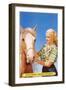 Blonde Cowgirl with Palomino-null-Framed Art Print