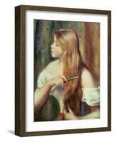 Blonde Girl Combing Her Hair, 1894-Pierre-Auguste Renoir-Framed Giclee Print