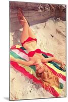 Blonde in Bikini on Beach Towel-null-Mounted Art Print