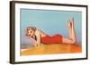 Blonde in Red Bathing Suit-null-Framed Art Print