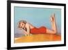 Blonde in Red Bathing Suit-null-Framed Art Print