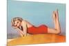 Blonde in Red Bathing Suit-null-Mounted Art Print