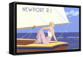 Blonde on Sailboat-null-Framed Stretched Canvas