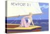 Blonde on Sailboat-null-Stretched Canvas