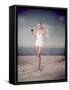 Blonde Pin-Up on Beach-Charles Woof-Framed Stretched Canvas