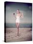 Blonde Pin-Up on Beach-Charles Woof-Stretched Canvas