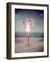 Blonde Pin-Up on Beach-Charles Woof-Framed Photographic Print