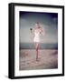 Blonde Pin-Up on Beach-Charles Woof-Framed Photographic Print