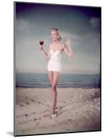 Blonde Pin-Up on Beach-Charles Woof-Mounted Photographic Print