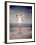 Blonde Pin-Up on Beach-Charles Woof-Framed Photographic Print