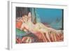 Blonde Vamp Lounging by Pyramids-null-Framed Art Print