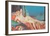 Blonde Vamp Lounging by Pyramids-null-Framed Art Print